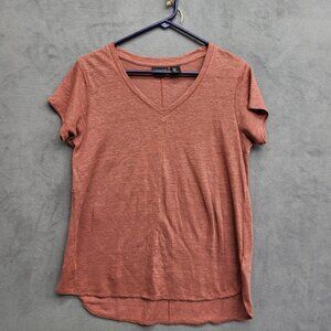 Tahari 100% Linen V-Neck Knit Short Sleeve Tunic Women's Size S Lightweight‎
